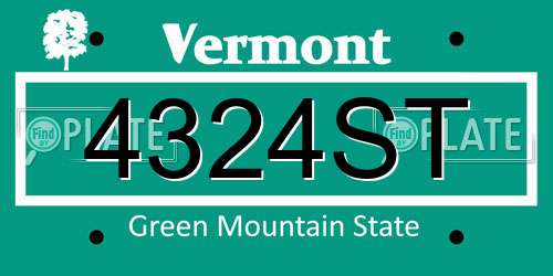 4324ST Vermont License Plate
