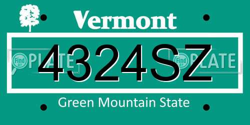 4324SZ Vermont License Plate