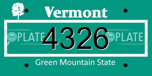 4326 Vermont License Plate