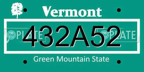 432A52 Vermont License Plate