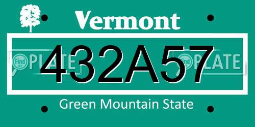 432A57 Vermont License Plate