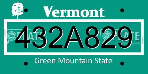 432A829 Vermont License Plate