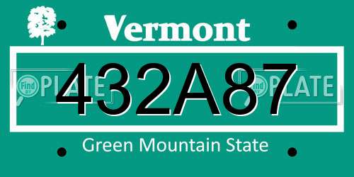 432A87 Vermont License Plate