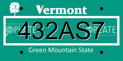 432AS7 Vermont License Plate