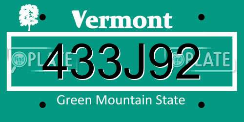 433J92 Vermont License Plate
