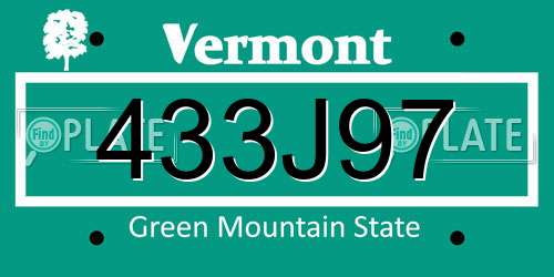 433J97 Vermont License Plate