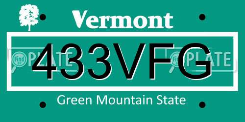 433VFG Vermont License Plate