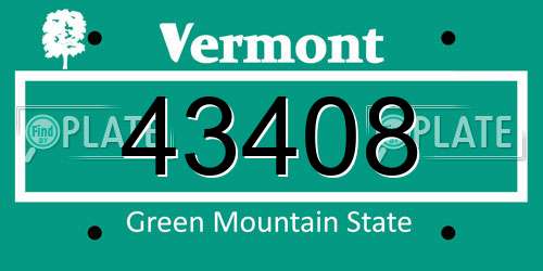 43408 Vermont License Plate