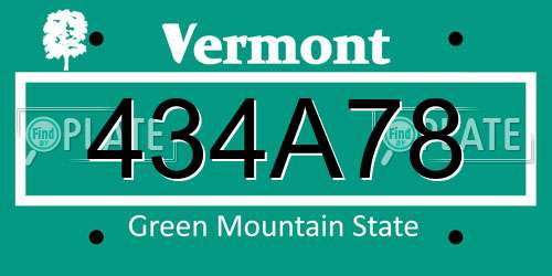 434A78 Vermont License Plate