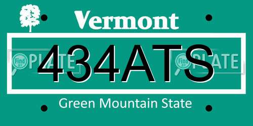 434ATS Vermont License Plate