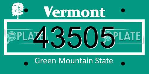 43505 Vermont License Plate