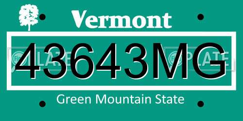 43643MG Vermont License Plate