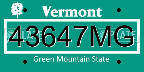 43647MG Vermont License Plate