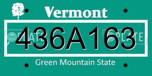 436A163 Vermont License Plate