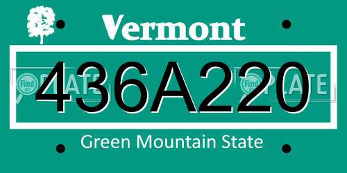 436A220 Vermont License Plate