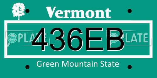 436EB Vermont License Plate