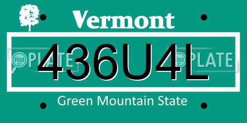 436U4L Vermont License Plate