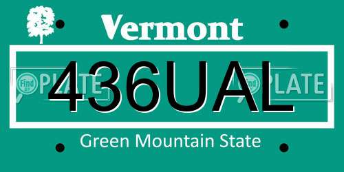 436UAL Vermont License Plate
