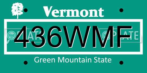 436WMF Vermont License Plate