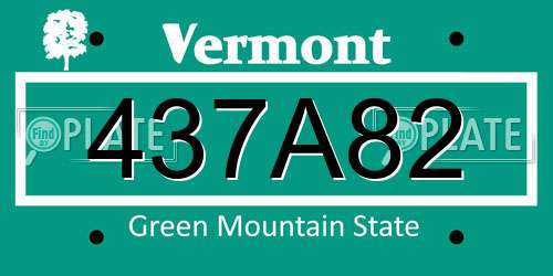 437A82 Vermont License Plate