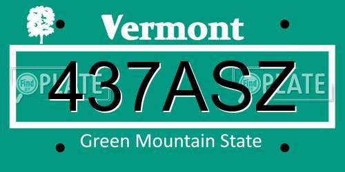 437ASZ Vermont License Plate