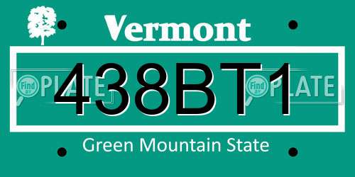 438BT1 Vermont License Plate