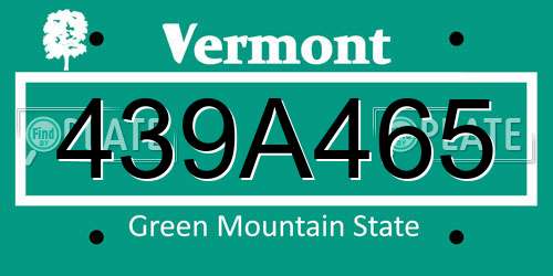 439A465 Vermont License Plate