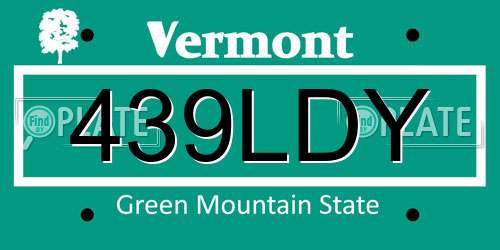 439LDY Vermont License Plate