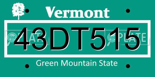 43DT515 Vermont License Plate