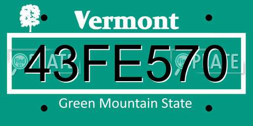 43FE570 Vermont License Plate