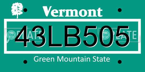 43LB505 Vermont License Plate