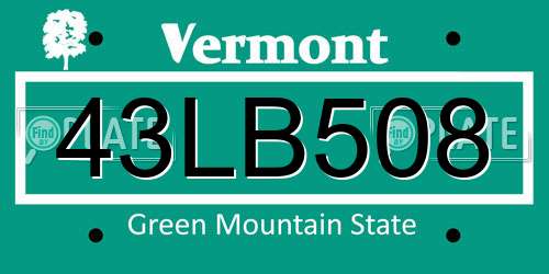 43LB508 Vermont License Plate