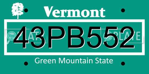 43PB552 Vermont License Plate