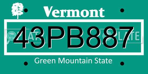 43PB887 Vermont License Plate