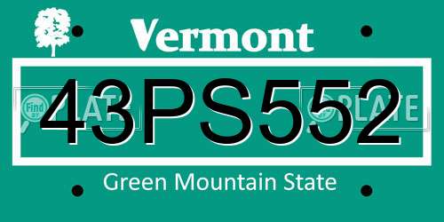 43PS552 Vermont License Plate