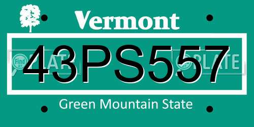 43PS557 Vermont License Plate