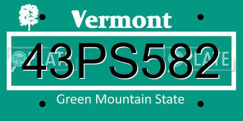 43PS582 Vermont License Plate