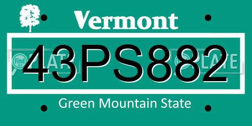 43PS882 Vermont License Plate