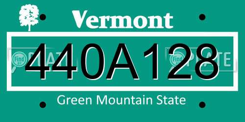 440A128 Vermont License Plate