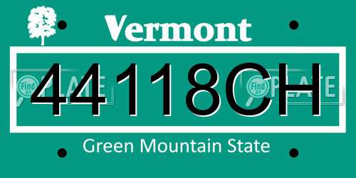 44118CH Vermont License Plate
