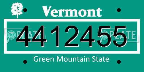 4412455 Vermont License Plate