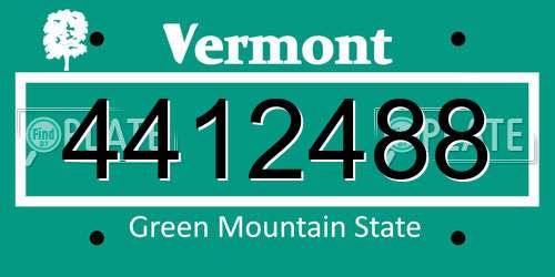 4412488 Vermont License Plate