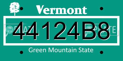 44124B8 Vermont License Plate
