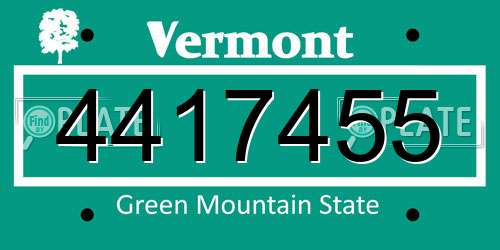 4417455 Vermont License Plate