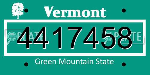 4417458 Vermont License Plate