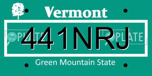 441NRJ Vermont License Plate