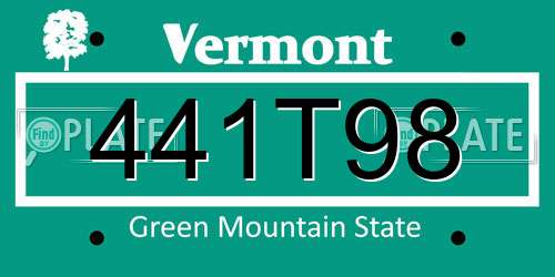 441T98 Vermont License Plate