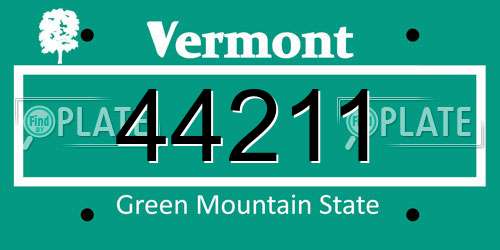 44211 Vermont License Plate