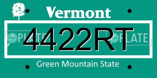 4422RT Vermont License Plate