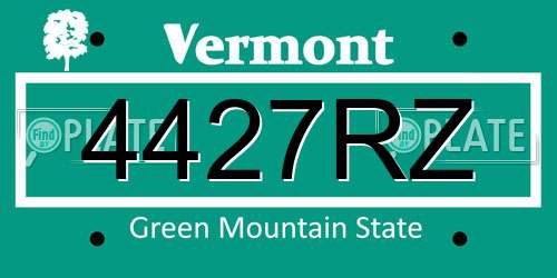 4427RZ Vermont License Plate